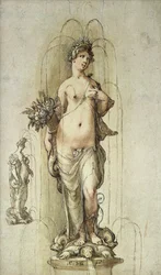 Entwurf für einen Brunnen mit einer Figur der Abundantia, 1598